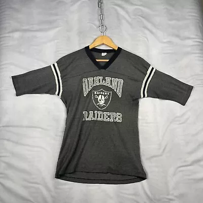 Vintage Oakland Raiders Shirt Mens XL Grey Logo 7 Single Stitch NFL • $30.88