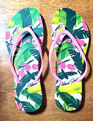 New Victoria's Secret Flip Flops/Slippers Tropical Color/Pattern Size 8-9 • $29