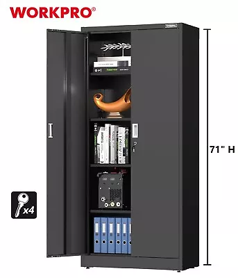 WORKPRO 71  Metal Storage Cabinet 900 Lbs Load Tall Locking Garage Cabinets • $229.99