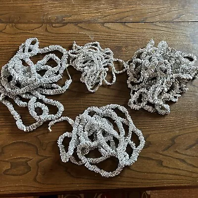 Vintage Lot Of 4 Strands Christmas Tree Tinsel Garland Twisted Foil Silver 50’+ • $24.95