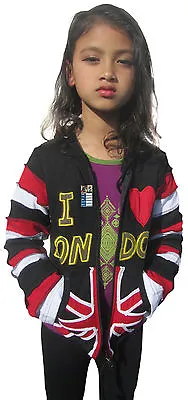 Kids Cotton I Love London Pointed Long Hat Jacket Light Multicolored Hoodie • £19.99