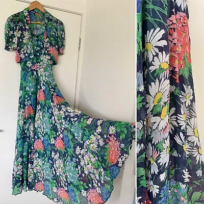 Vintage 1930s Floral Maxi Dress + Bolero • $88