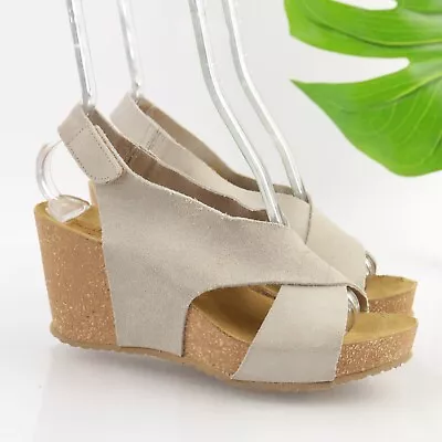 Mila Paoli Italy Women's Sandal Size 9 Wedge Heel Platform Gray Suede Slingback • $35.88