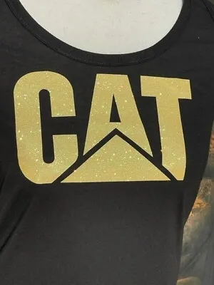 Women's Racerback ** Caterpillar Cat ** Tractor Sparkle Shirt * Large • £24.11