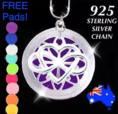 Infinity Heart Aromatherapy Essential Oil Diffuser Locket 925 Chain Necklace New • $14.50