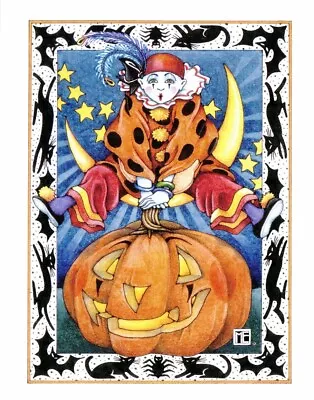 Mary Engelbreit-Vintage Jack O'Lantern Clown Moon Stars Halloween POSTCARD-NEW! • $2.79