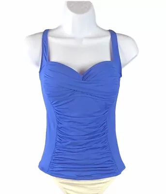 Women’s La Blanca Ruched Tankini Swim Top Size 4 Blue Color • $24.99