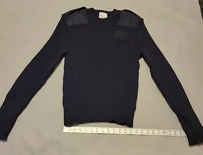 Brigade Quartermasters Sweater Mens XL Woolly Pully Navy Blue Elbow Patches • $14.99