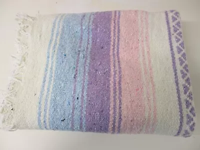 £20 • Buy Mexican Blanket, Throw, Rug, Pastel Colours, Woven Stripes, Picnic, Festival. M3