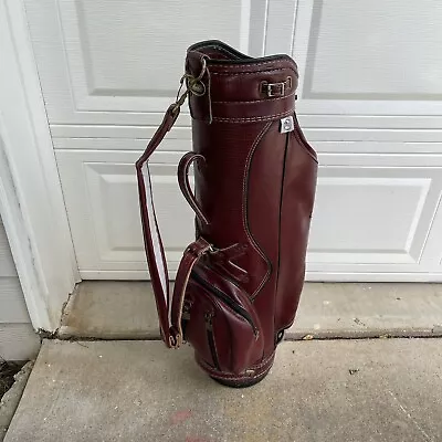 Ron Miller Golf Bag Cart Bag Pro Model  6 Way Crocodile Faux USA  Burgundy Vtg • $69.97