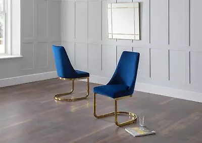 Cantilever Dining Chair Padded Seat Home Kitchen & Vittoria Restaurant Blue • £185.99