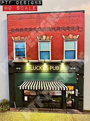 HO Scale Scratch Built  Lucky’s Irish Pub”☘️🍻Bar Building Flat W/LEDs Walthers • $17.99