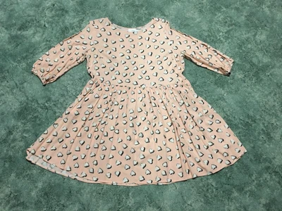 $10 • Buy ASOS Petite Salmon Pink With White Hearts 3/4 Sleeve Viscose Dress, Size 14UK
