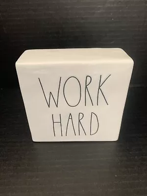 Rae Dunn Work Hard Be Brave Ceramic Paperweight Desk Home Decor 4 X 2 Inch • $9.99