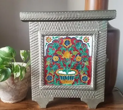 Meenakari India Metal Enamel Wall-Mounted Jewelry Box Boho • $26