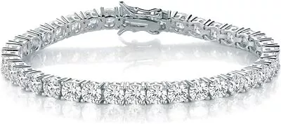 17.5 Ct Moissanite Diamond Tennis Bracelet 14k White Gold Sterling Silver 5.5mm • $140