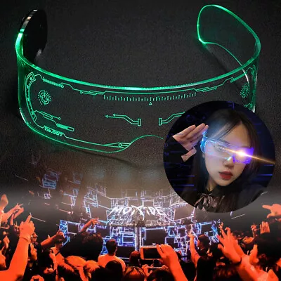 LED Luminous Glasses EL Wire Neon Flashing Goggles Colorful Cyberpunk Bar Party • £5.29