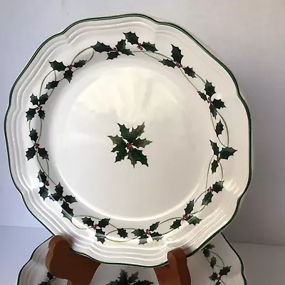 SETS OF 2 Mikasa French Countryside Holiday Holly 8  Salad Plate Red Berry Exel • $18