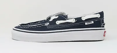 Vans Women Canvas Shoes Zapato Del Barco Navy True White Smooth Sole Sneakers • $35