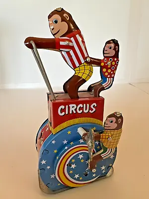 £26.76 • Buy Retro Tin Litho Monkey Circus  Three Monkeys At The Circus  Wind-up Toy