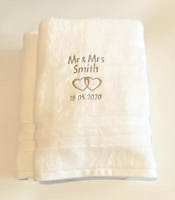 £28.99 • Buy Luxury Wedding Towels Mr & Mrs Gift, Personalised Embroidered Wedding Gift
