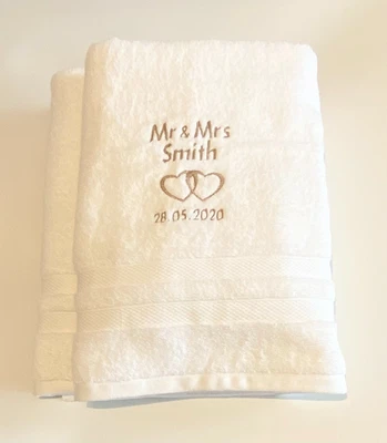 £28.99 • Buy Luxury Wedding Towels Mr & Mrs Gift, Personalised Embroidered Wedding Gift
