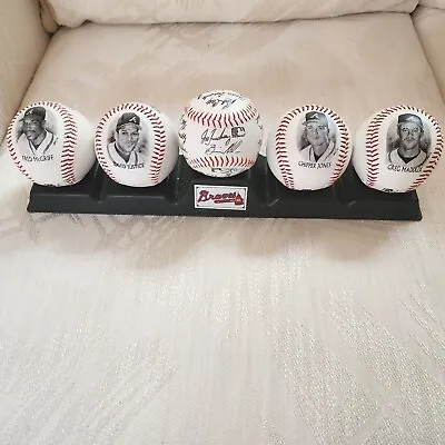 Atlanta Braves Baseballs 1996 (5) Ball Baseball Set And Stand Bobby Cox 🌍2021 • $34.95