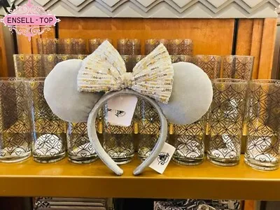 Minnie Mouse Gray Velvet Sequin Bow Ears Headband Disney Parks NEW • $16.95