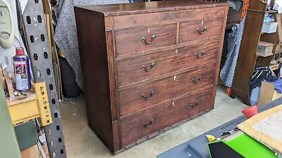 Antique Large Mahogany Chest Of 2 Over 3 Wide Drawers (no Key) U020923A • £193.80
