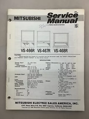 Mitsubishi VS-466R 467R 468R Original Service Manual Free Shipping • $10