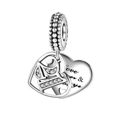 Genuine Sterling Silver 925 21st 21 Twenty One Birthday Love Heart Forever Charm • £14.99