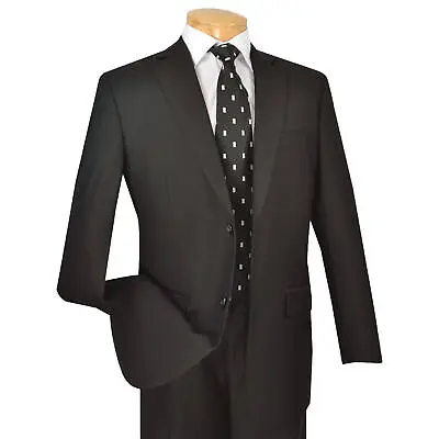 VINCI Men's Black 2-Button Classic-Fit Suit W/ Pleated Pants - NEW • $100