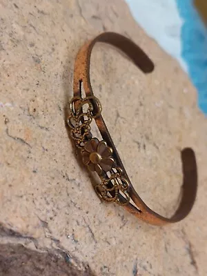 Solid Copper Cuff Bracelet Flora In Design Vintage Jewelry • $14.57