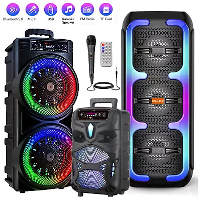 Bluetooth Karaoke Speaker Party Stereo Heavy Bass Subwoofer Disco W/ Microphone • $79.98