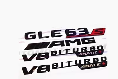 GLE63S AMG V8 BITURBO 4MATIC+Emblem Glossy Black Set For Mercedes #1 • $24.97