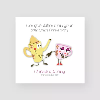 Personalised Handmade 20th China Wedding Anniversary Card Wife Husband Couple • £3.85