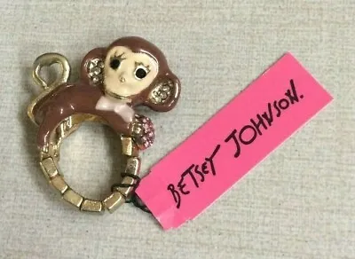 Betsey Johnson Gold Ring Crystal Monkey On Elastic Band Brand New With Tag! • $22.50