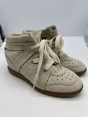 Isabel Marant High Top Wedge Suede Sneakers Boots Women's Khaki Sz EU 41 US 10 • $129.99