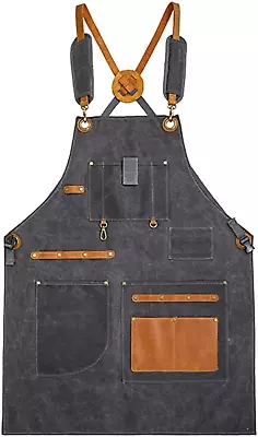 Work Apron With Tool Pockets - Heavy Duty Shop Apron For Woodworkers Mechanics • $36.99