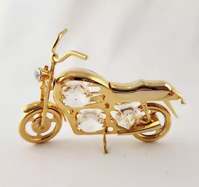 Swarovski Mini Motorcycle Figurine Gold Plate With Clear Crystals 2.25  X 3.5  • $14.40