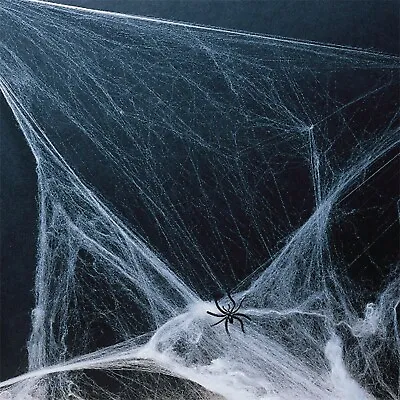 GIANT 200sqft SPIDERS WEB Stretchable Fake Party Decor Haunted House Cobweb Cob  • £3.95