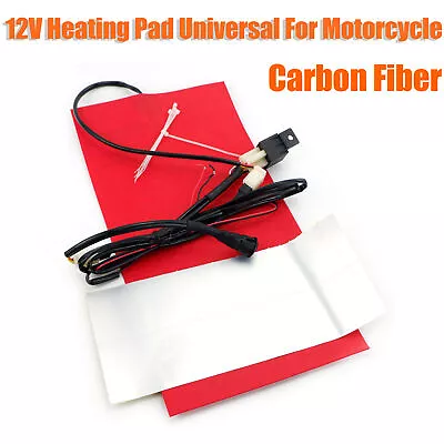 Universal Motorcycle Bike Seat Heater Kit Heated Pad Carbon Fiber Warmer Cover • $26.23