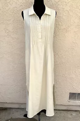 Malvin Hamburg Germany I Love 100% Linen Size M Midi Dress Pintuck Pleats Pocket • $32.99