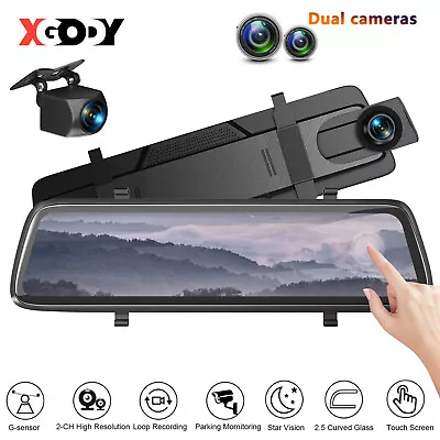 1080P Dash Cam 10  Front Rear View Camera Car Tail Reversing Mirror DVR Recorder • $54