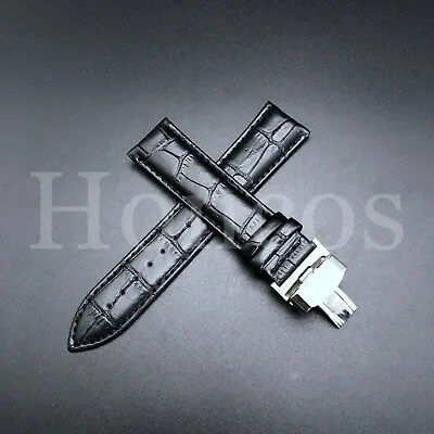 22mm Leather Watch Band Strap Fits For Bulova Accutron Watch Buckle Clasp Black • $15.99
