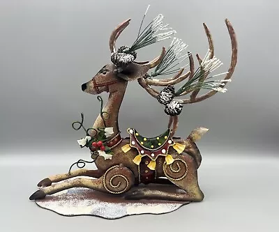 Vintage Home Interiors Christmas Reindeer Laying Down Figurine Metal Art Decor • $29.99