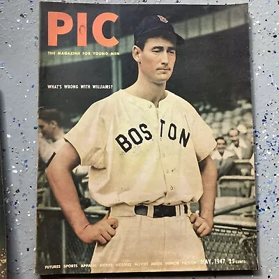 Scarce 1947 PIC Magazine Ted Williams Red Sox Baseball Hayworth Fishing Fashion • $0.99