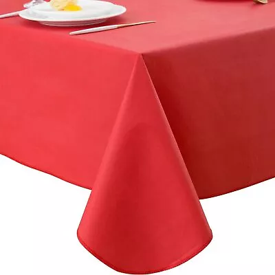 Christmas Red Vinyl Tablecloth With Flannel Backing Solid Thick Flannel Backed • $50.11