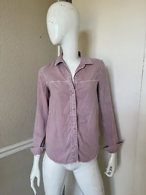 BELLA DAHL NEW! Mauve Pink Tencel Lyocell Buttoned Shirt W/ Frayed Hem Sz XS • $34.99