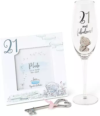 Me To You Tatty Teddy 21St Birthday Gift Set With Champagne Flute Photo Frame A • £24.49